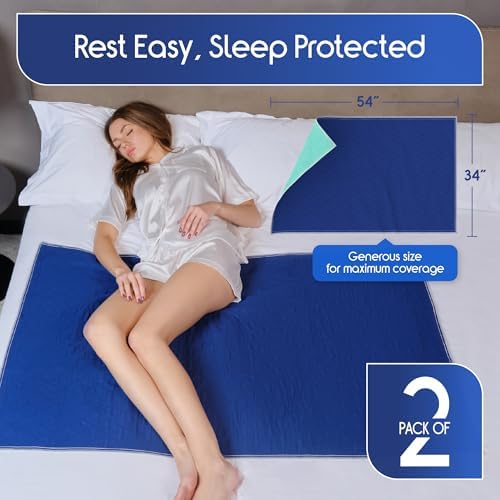 Inspire Waterproof Mattress Protector, 2 Pack - Dark Colored to Hide Stains, Extra Large 34 x 54, Quilted Bed Pad for Incontinence Washable, for Adults and Kids