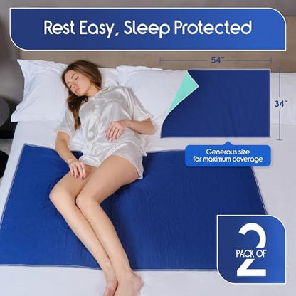 Inspire Waterproof Mattress Protector, 2 Pack - Dark Colored to Hide Stains, Extra Large 34 x 54, Quilted Bed Pad for Incontinence Washable, for Adults and Kids