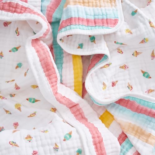 aden + anais Essentials Cotton Muslin Dream Blanket, Perfect for Babies, Infants and Toddlers, Crib Blanket, Nursery Essential, Ice Cream Dreams