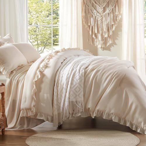 Anluoer Twin Comforter Set 5 Piece,Ruffle Bed in a Bag Twin Bedding Sets