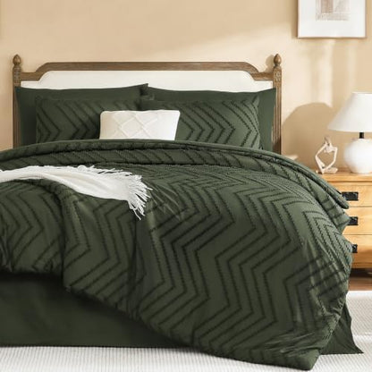 Litanika Olive Oversized Queen Comforter with Sheets, 7 Pieces Boho Bed Set