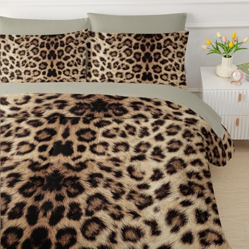 QOOMO Leopard Print 7 Pieces Comforter Set Twin Size,Cheetah Bedding Set