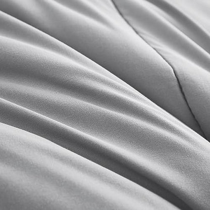 Maple&Stone Full Comforter Set 7 Pieces Bed in a Bag Light Grey Bed Set
