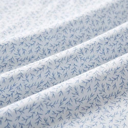 Martha Stewart - Twin Sheet Set with Fitted Sheet & Pillowcase, Cotton Percale Bedding with a Smooth Feel, Deep Pocket, Leaves Blue