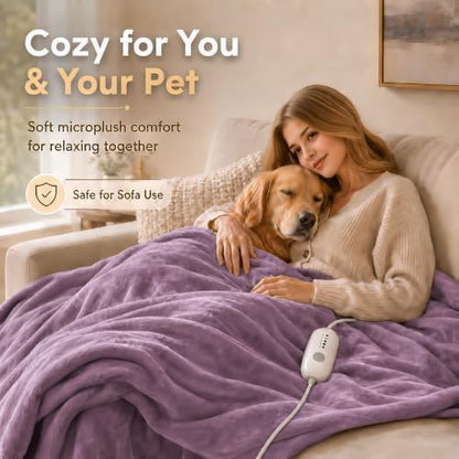 Electric Heated Blanket 84"x90" Queen Size, Cameo Brown