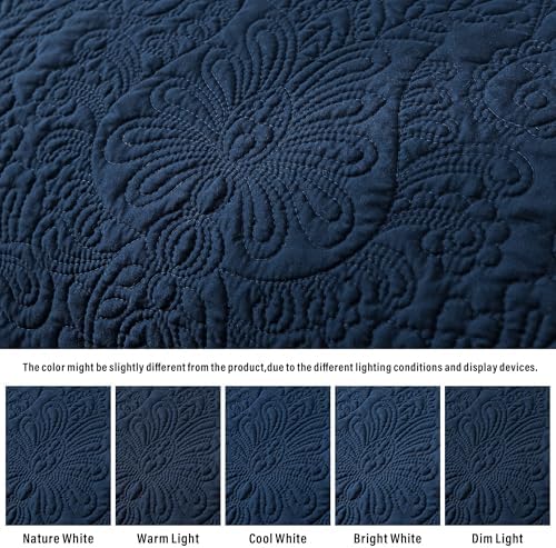 HoneiLife Oversized King Bedspreads 5-Piece - California King Quilts 128"x120",Rustic Bedding Sets King Size with 2 Pillowcases & 2 Throw Pillowcases,Reversible Coverlets Lightweight Bedlinen Sets