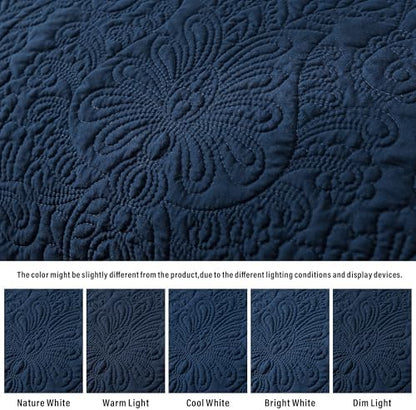 HoneiLife Oversized King Bedspreads 5-Piece - California King Quilts 128"x120",Rustic Bedding Sets King Size with 2 Pillowcases & 2 Throw Pillowcases,Reversible Coverlets Lightweight Bedlinen Sets