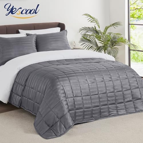 King Size Weighted Blanket for Adults (20 lbs, 80” x 87”, Satin grey Stripes) Heavy Blanket for Sleeping Perfect for 190-210 lbs, Breathable Blanket for Adults & Couple All Season, Machine Washable
