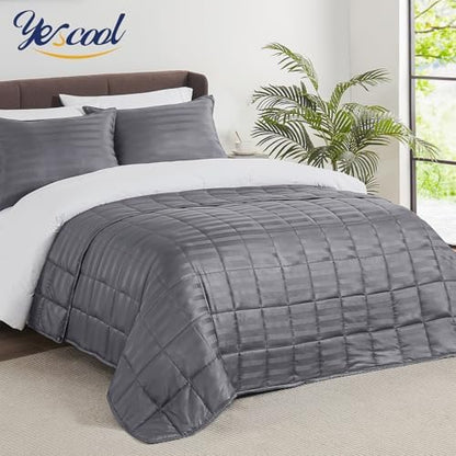 King Size Weighted Blanket for Adults (20 lbs, 80” x 87”, Satin grey Stripes) Heavy Blanket for Sleeping Perfect for 190-210 lbs, Breathable Blanket for Adults & Couple All Season, Machine Washable