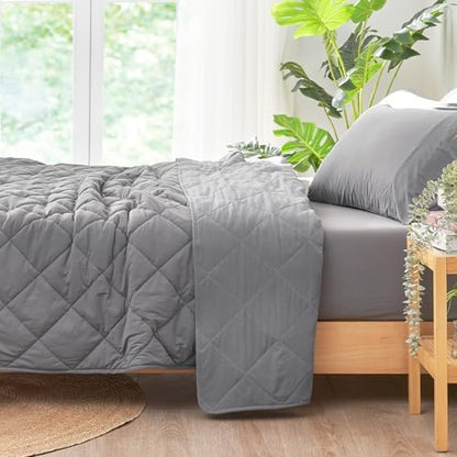 Cozy Bliss Cooling Blanket for Hot Sleepers King Size, Q-Max 0.45 Cooling Comfort, Cold Blankets for Night Sweats Sleeping, Ultra-Cool Lightweight Breathable Blanket for Bed, Glacial Grey