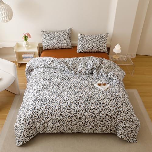 Houseri Leopard Comforter Set Twin Black Cheetah Print Bedding Sets Quilt Stylish and Bold Animal Print Bed Blanket Twin Size