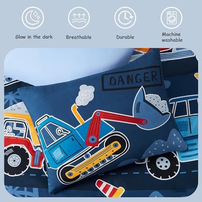 Twin Bedding Sets for Boys - 5 Pieces Truck Bedding Twin Comforter Set