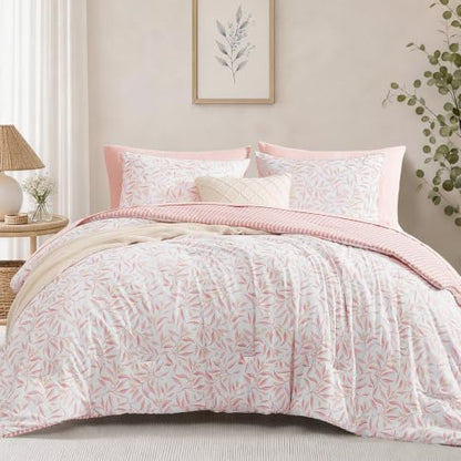 Monbix King Comforter Set-7 Pieces Floral Bed in a Bag King Bedding Sets