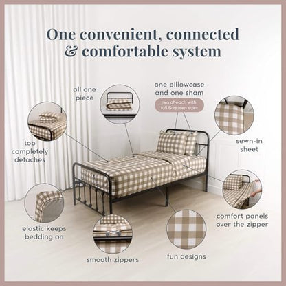 Beddy's Warm Tan Checkered All-in-One Zipper Bedding Set for Kids - Toddler