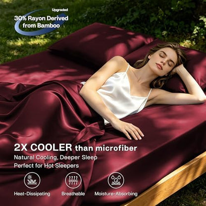MR&HM King Size Sheet Set 4 Pieces, Rayon Derived from Bamboo Blend