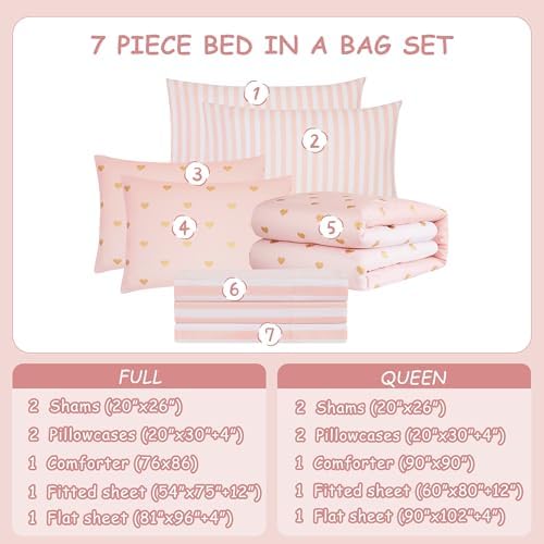 Full Size Comforter Sets for Girls-7 Pieces Soft Full Size Bedding Sets