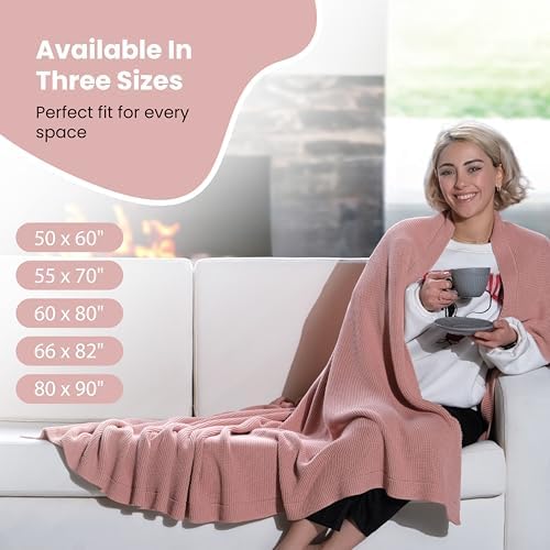 Dalisa Alina GOTS Organic Cotton Throw Blanket, Pink, 80x90 in