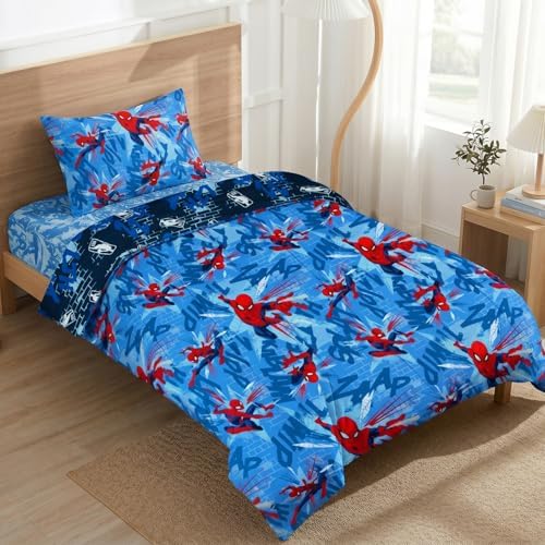 Marvel Spiderman Twin Comforter Set, Reversible Design Ultra Soft Fade Resistant Microfiber Kids Bedding Set, Officially Licensed