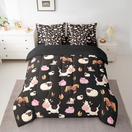 Feelyou Farm Animal 7 Piece Bedding Set Full Size for Boys Girls