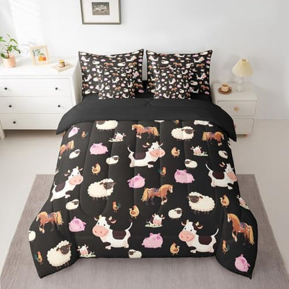 Feelyou Farm Animal 7 Piece Bedding Set Full Size for Boys Girls
