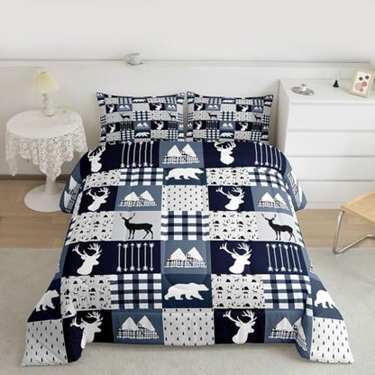 Feelyou Deer Comforter Bedding Set Toddler 3Pcs for Boys Girls Women Men