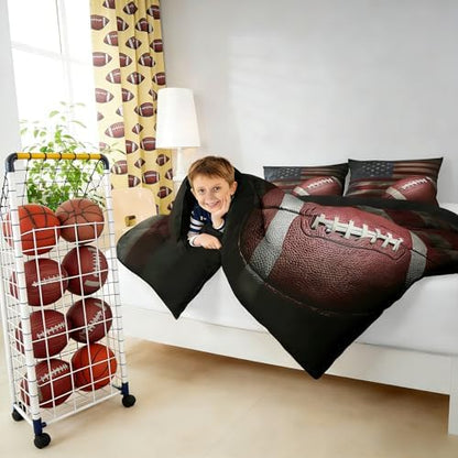 Erosebridal American Flag Bedding Set, Boys Football Comforter Set Full Soccer Sports Games Down Comforter United States Federations Stars Stripes Duvet Sets for Kids Teens Adult Bedroom Decor