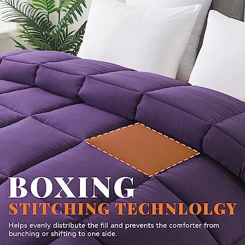 Down Alternative Comforter Purple Twin Size - All Season Duvet Insert