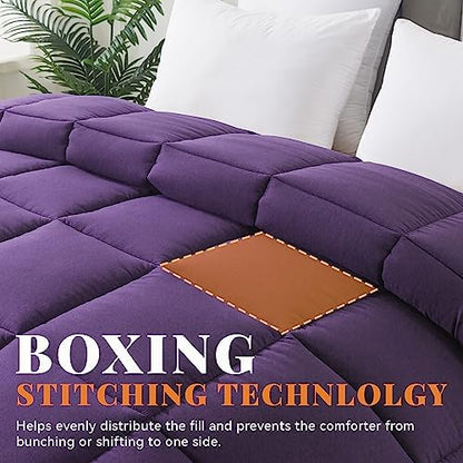 Down Alternative Comforter Purple Twin Size - All Season Duvet Insert