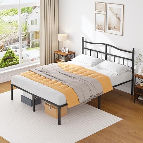 OSASET 14 inch King Bed Frame -Platform Bed Frame with Headbroad Metal Bed Frame No Box Spring Noise Free Easy Assembly