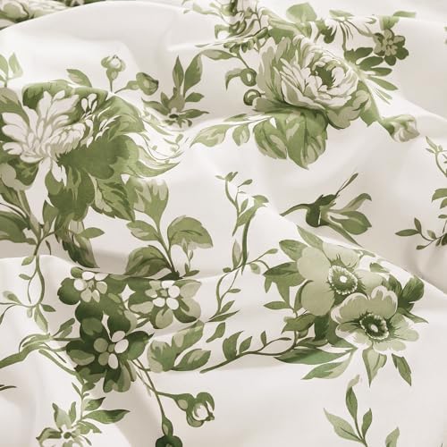 BLOOMHAVEN King Size Comforter Set-7 Pieces Green Floral Bed in a Bag King