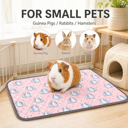 2 pcs Guinea Pig Cage Liners - Washable Guinea Pig Pee Pads, Waterproof Reusable & Anti Slip Guinea Pig Bedding Fast and Super Absorbent Pee Pad for Small Animals Rabbit Hamster Rat (2)