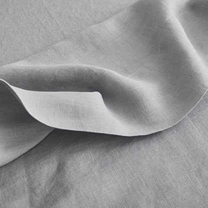 Sijo Premium Stone Washed French Linen 1 Flat Sheet (Dove, 1 Flat Sheet Only Full/Queen)
