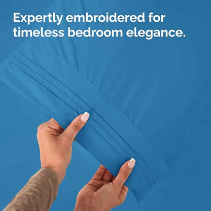 Queen Pillow Cases Set of 4 - Ultra Soft Hotel Quality Pillowcase Covers - Comfy, Cozy & Wrinkle Free - Shrink, Stain & Fade Resistant - Machine Washable Pillow Protectors - 4 Piece Set - Denim Blue