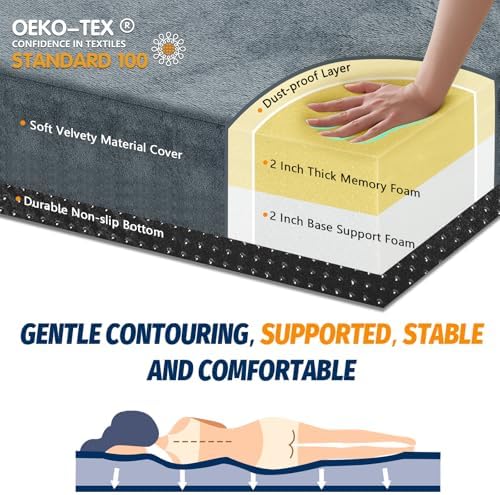 CYMULA Memory Foam Camping Mattress Pad, Sleeping Mat, Portable Roll Up Mattress for Adults, Camping Bed Pads for Sleepover, Car Bed with Travel Bag