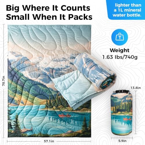 KingCamp Ultralight Camping Blanket, Wearable Packable Blanket,79"x57"