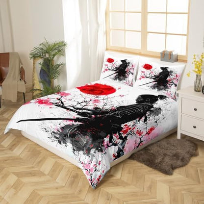 Feelyou Japanese Samurai Duvet Cover King Size Boys Girls Teens
