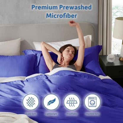 Hearth & Harbor Prewashed California King Duvet Cover Set, Royal Blue