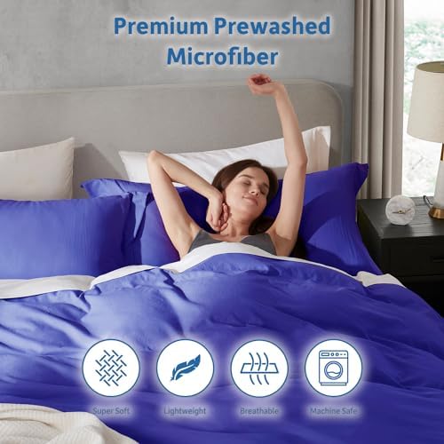 Hearth & Harbor Prewashed King Duvet Cover Set, Royal Blue