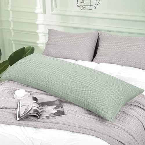 PHF Cotton Waffle Body Pillowcase 20" x 54", Mint Green, No Insert