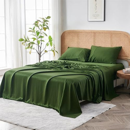 Sijo AiryWeight Tencel Sheet Set, 100% Lyocell Derived from Eucalyptus, Buttery Soft, Architectural Digest Best Cooling Sheets Winner - 3pc - 2 Pillowcases 1 Fitted (Forest, Full)