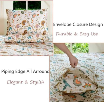 FADFAY Twin XL Sheets Set 4 Piece Floral College Bedding 100% Egyptian Cotton Dorm Room Bedding, Soft Cooling Breathable Dorm Sheets Extra Long with Deep Pocket Luxury Hotel Quality for All Seasons