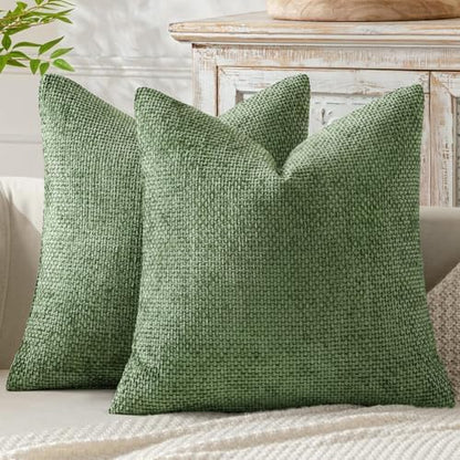 MIULEE Decorative Couch Throw Pillow Covers 18x18 Inch Sage Green 2 Pack
