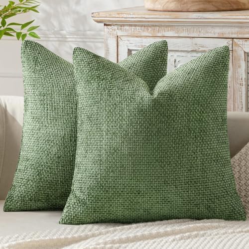 MIULEE Decorative Couch Throw Pillow Covers 20x20 Inch Sage Green 2 Pack