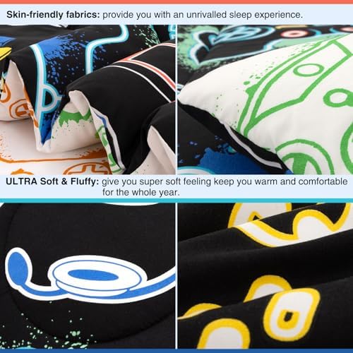 A Nice Night 5pc Gaming Full Comforter Set Glow in The Dark Kids Bedding