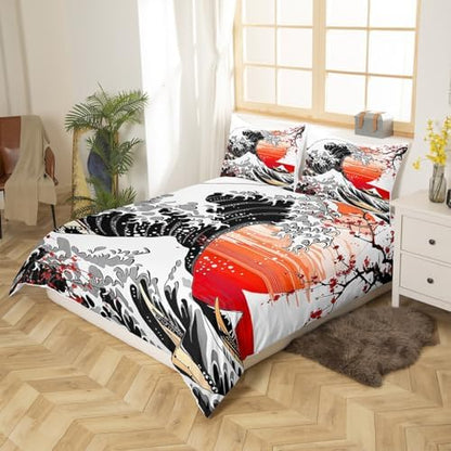 Feelyou Japanese Wave Duvet Cover Twin Size Boys Girls Teens
