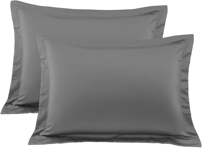 King Pillow Shams Set of 2 Dark Grey Pillow Shams King Size 20x36 Pillow Covers 100% Egyptian Cotton 600 Thread Count Soft Skin Friendly Cushion Cover Cases Decorative Pillow Shams for Bed