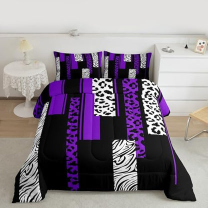Feelyou Animal Print Leopard Zebra Comforter Set Queen Size Kids Boys