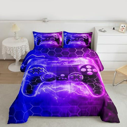 Feelyou Kids Boys Honeycomb Gamer Comforter Set Queen Size