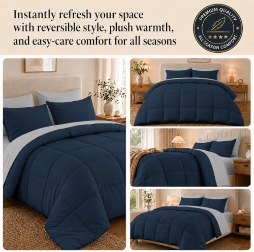 Anluoer Queen Comforter Set 7 Piece, Soft Bed in a Bag Queen Bedding Sets