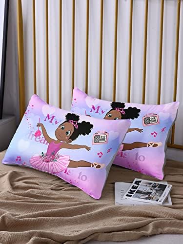 HOSIMA African American Black Girl Queen Fitted Sheet with 2 Pillowcases.